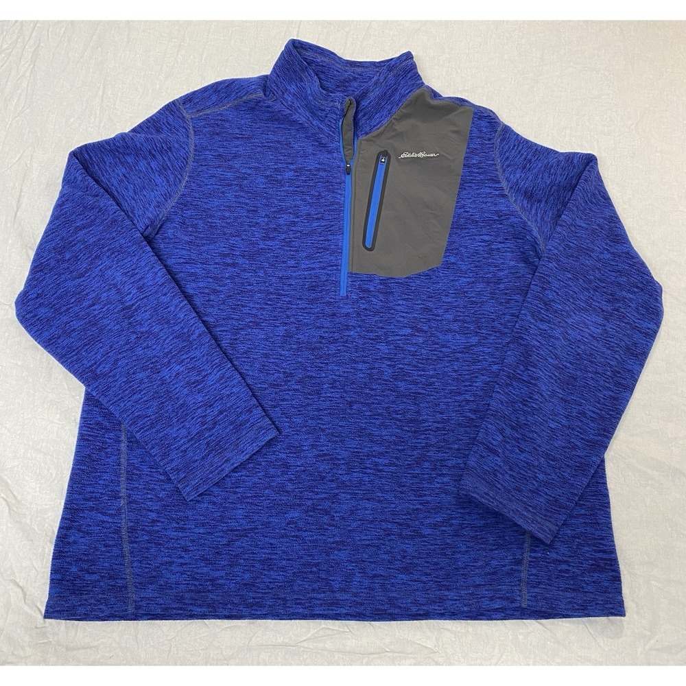 Eddie Bauer 1/4 Zip Fleece Pullover Blue Mens 2XLT Tech Jacket